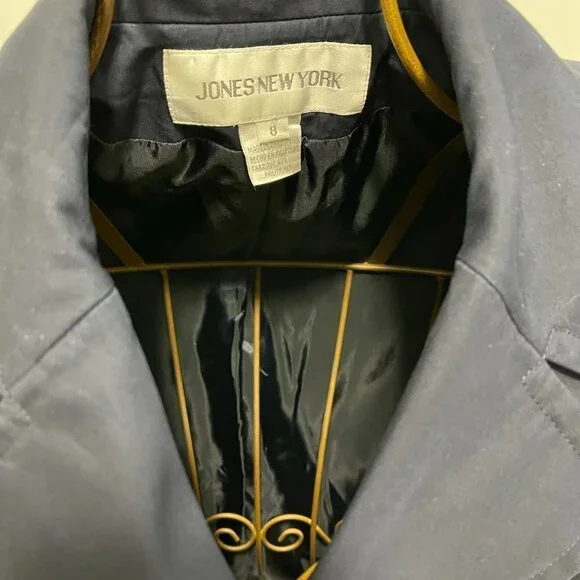 JONES New York suit jacket 8 navy double breasted fully lined women. - Picture 5 of 8